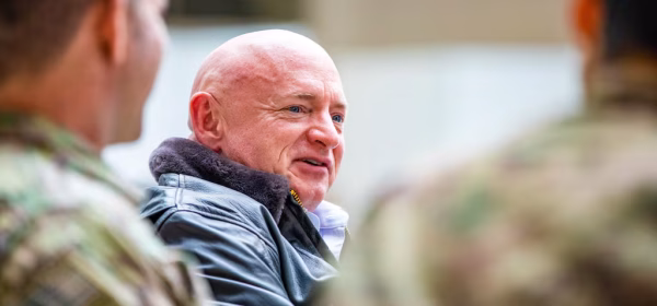U.S. Sen. Mark Kelly and other U.S. lawmakers meet with U.S. Army paratroopers in Jasionka, Poland, in 2022. (Spc. Vincent Levelev/US Army)